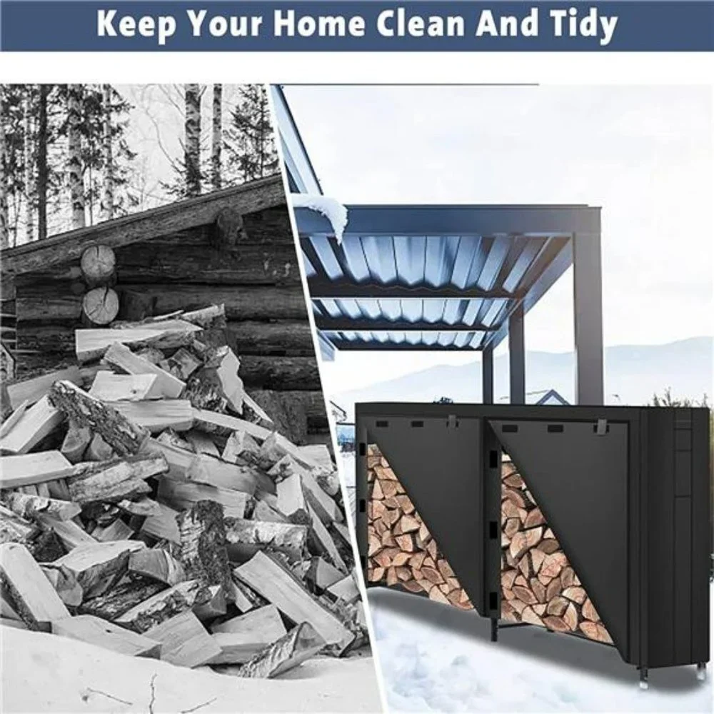 Firewood Rack With Cover Heavy Duty Firewood Storage Log Rack 8ft